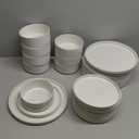 E-far Dinnerware Sets for 8, 24-Piece Stoneware Plates and Bowls Set, Modern Kitchen Dinning Dishware, Chip and Scratch Resistant, Microwave & Dishwasher Safe, Speckled White
