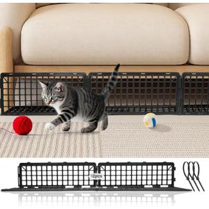 XUANZIKEMAO 12 PCS Under Couch Blocker, Under Bed Blocker for Pets, Under Couch Toy Blocker, Black Plastic Under Bed Blocker, Bed Blockers for Couch and Bed Under