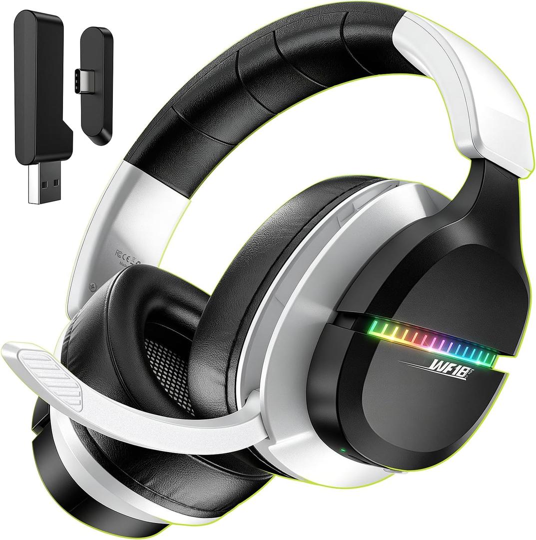 WF18 Wireless Gaming Headset, Up to 100H Battery, 2.4GHz & Bluetooth 5.3, 7.1 Surround Sound for FPS, Battle Royale & Sports Games for ps5, PC, Switch, Mobile