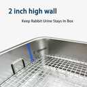 Stainless Steel Rabbit Litter Box,Bunny Litter Pan with Widened Grid,Toilet Tray,High Back Wall,Deep Waste Storage (Medium)