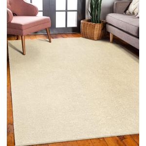Leick Home 596015 Dagen Soft Shag Modern Rug Solid Beige Living Room Bedroom Area Rug Rectangle 6'7" x 9'6" 