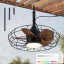 Gazebo Ceiling Fan with Lights, 20'' RGB Outdoor Waterproof Plug In IP65 Fan, Wet Rated with Dual Lighting System with Remote, 7-Color RGB & 3-Color Dimmable LED, Easy Hanging with Hook for Patio