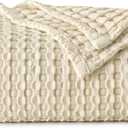 Bedsure Cooling Cotton Waffle Twin XL Blanket - Lightweight Breathable Blanket of Rayon Derived from Bamboo for Hot Sleepers, Luxury Throws for Bed, Couch and Sofa, Beige, 66x90 Inches