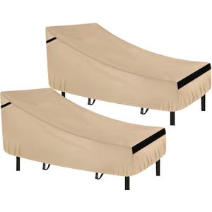 NEVERLAND Chaise Lounge Cover 2 Pack - 420D Lounge Chair Covers Waterproof Outdoor with Air Vents and Adjustable Buckles All Weather Protection - 76L x 32W x 32H inch Golden