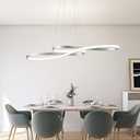 Modern LED Chandelier Dining Room Pendant Light Dimmable Creative Chandelier Remote Control Color/Brightness 3000-6000K Adjustable Hanging Lamp for Bedroom Living Room Kitchen 50W (Silver)