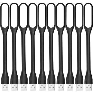 USB LED Light Lamp for Power Bank (10 PCS) Portable Eye Care Mini Night Light with Flexible Arm, USB Gooseneck Reading Lamps Book Light,Compatible for Desktop, Notebook Laptop (10-Black)