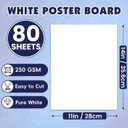 80 Sheets Poster Board, 11in x 14in White Poster Board, 250gsm Thickness Poster Paper, Poster Boards Paper Bulk for Craft, Drawing, DIY Project, Presentations, Display, Sign