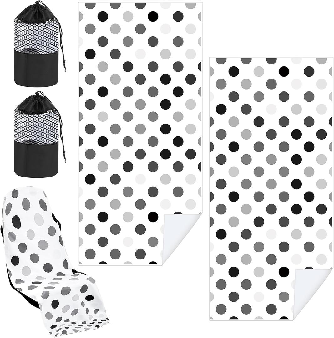 Hahafelt 2 Pack Car Seat Towel Covers with Storage Bag, 63 x 32 Inch Universal Non Slip Waterproof Sweat Protector for Car Truck, Gym Swimming Running, Machine Washable (Black and Gray Dots)
