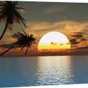 wall26 - Tropical Sunset Blue Water Endless Summer - Canvas Art Home Art - 47x24 inches