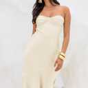 Summer Satin Tube Top Strapless Midi Dress for Women 2025 Formal Ruched Backless Wedding Guest Long Dresses (XL)