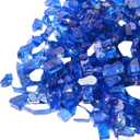 GASPRO 20 lbs Fire Glass for Propane Fire Pit, 1/2-Inch Reflective Fireplace Glass Rocks for Fire Pit Table, Cobalt Blue, Pack of 2