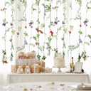 Yunlly 4 Pcs 6ft Flower Garlands Artificial Wildflower Vines Backdrop Floating Floral Hanging Ceiling Garland Fake Flower Faux Silk for Tea Garden Birthday Wedding Bridal Shower Baby Shower Wall