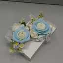 Wrist Corsage and Boutonniere Set, Artificial Rose Corsage Wristlet and Boutonniere for Wedding Prom Party (Light Blue 1 Boutonniere&1 Wrist Corsage)