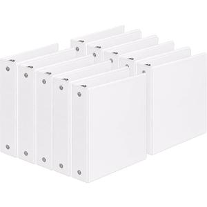 SUIN Durable 2 Inch 3 Ring Binder, 10 Pack White Round Ring Binders for 8.5 x 11 Paper, Clear View Cover, 450 Sheet Capacity, Inner Pockets, PVC Free Office School Supplies
