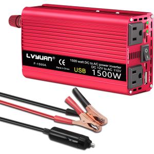 Power Inverter 700W/1500W (Peak) Dual AC Outlets and USB Charging Port DC 12V to 110V AC Car Converter Inverter for Home Car RV Truck Camping