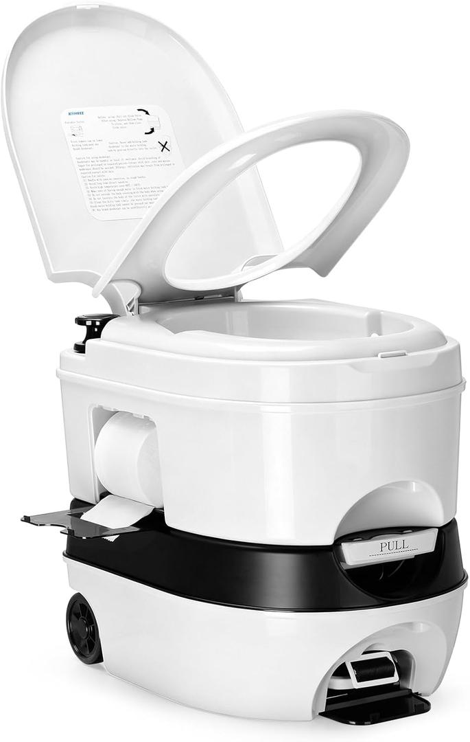 Kohree 6.34 Gal Portable Toilet for Adults: Large Camping Toilet with Wheels, Level Indicator - Odorless Leak-Proof Boat Porta Potty with Paper & Detergent Collection for Home Use, Camper, RV Travel