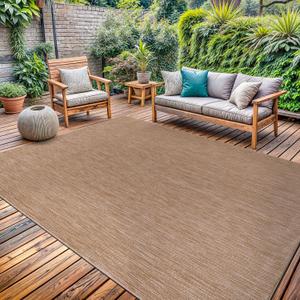 Washable Indoor Outdoor Rug 8x10 Weather Resistant Area Rugs Modern Solid Jute Rug for Porch Deck Balcony Backyard Patio Outside Carpet (8 X 10 Jute Beige)