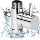 Shower Diverter Valve Replacement, 3 Way T-Adapter Shut-Off Valve for Shower Head Arm Diverter, Round G3/4 Female Inlet x G1/2 & G3/4 Outlet