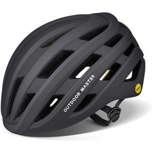 OutdoorMaster MIPS Bike Helmet for Adults-Two Removable Liners & Ventilation in Multi-Environment - Road Bicycle Helmets in Mountain, Motorway for Youth & Adult (Small, Black)