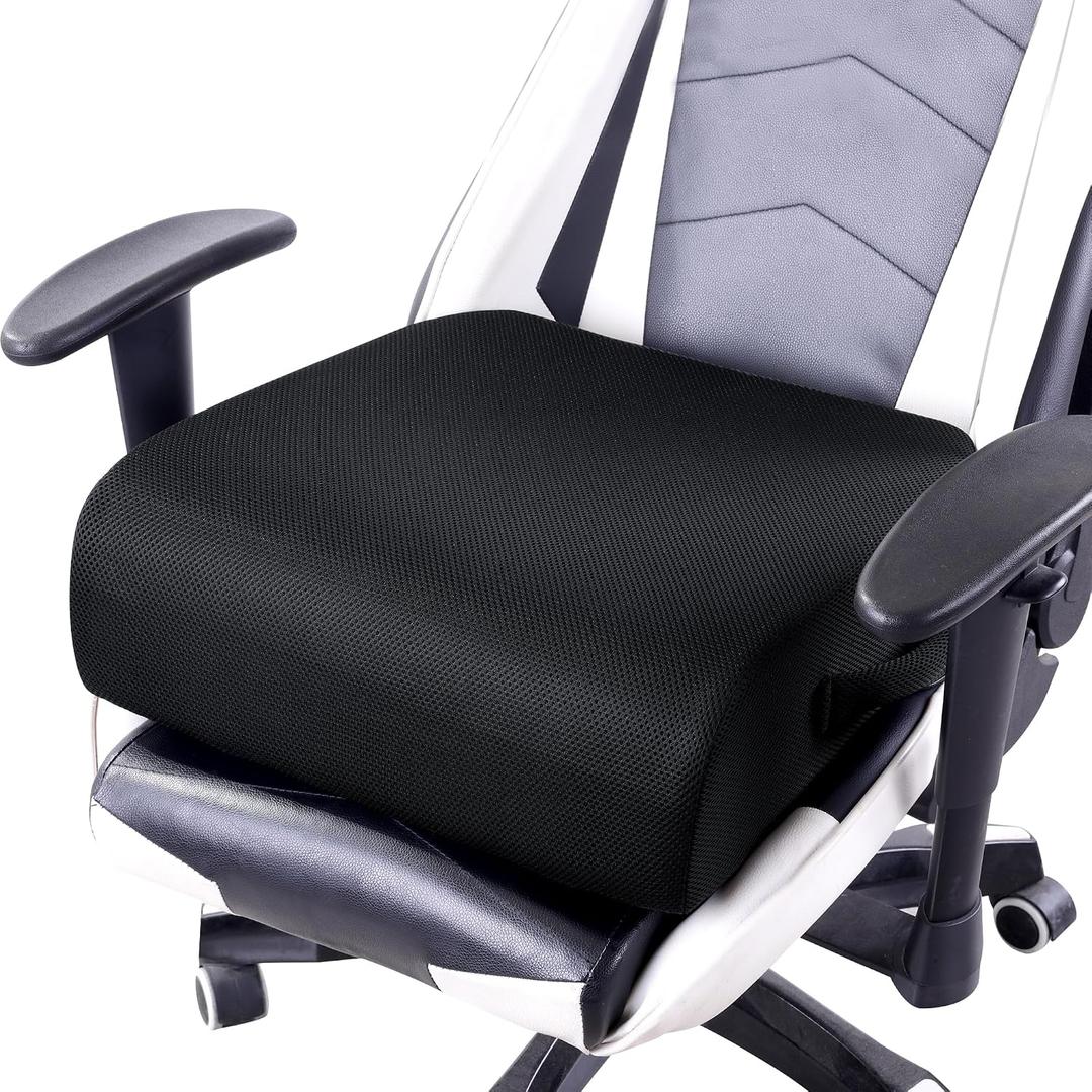 MABOZOO Extra Thick Chair Cushions,Office Chair Booster Seat Cushion to Raise Seat Height for Pain Relief,18 x 16 x 6 inch Non Slip Memory Foam Thick Cushion with Carry HandleBlack