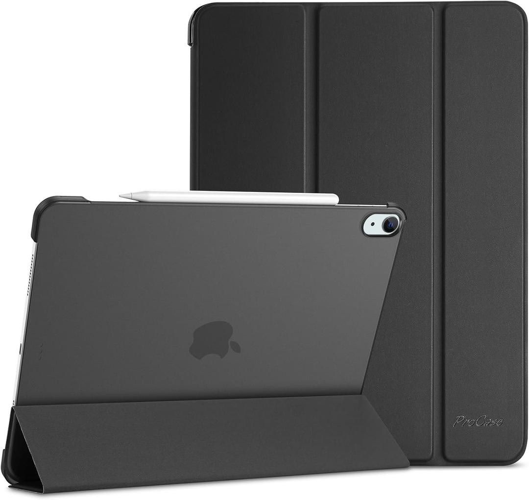 ProCase for iPad Air 13 Inch Case M3 2025/M2 2024, Slim Smart Cover iPad 13 Air M3 M2 Case with Translucent Hard Shell Back, Supports Touch ID, Auto Wake/Sleep -Black