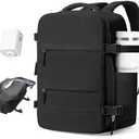 Vacuum Travel Backpack with Pump Women,Personal Item Carry on Backpacks Flight Approved 18x14x8 inches Men,Laptop Waterproof Work Compression bags Casual Daypack Mochila de Viaje Compresion al Black