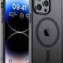 SUPFINE Magnetic for iPhone 14 Pro Max Case (Compatible with MagSafe) (Military Grade Drop Protection) Translucent Matte Shockproof Phone Cover,Black
