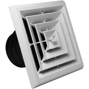 RectorSeal TRUaire Grille/Damper 81914 Plastic Ceiling Diffuser with Incorporated Ceiling Box, Easy Installation, HVAC, 8X8 4 Way Grille/Damper