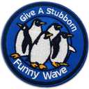 Give A Stubborn Smile Wave Tactical Patch, Funny Penguin Hook and Loop Embroidered Patch, Cute Animal Morale Accessory for Jackets, Backpacks, Dog Harnesses, Army Vests, Bags and Hats, Set of 3, Mixed Colors