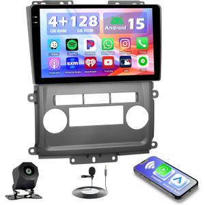 Hikity 4+128G Android 15 Car Stereo for Nissan Frontier Xterra 2009-2012, 9 Touchscreen Radio with CarPlay, Android Auto, Bluetooth, GPS Navigation, WiFi, DSP, FM, RDS + AHD Backup Camera