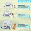 L Outdoor Raised Dog Cot with Canopy & Side Shade - Portable Cooling Elevated Dog Bed for Camping Beach (with Carry Bag) (36" x 30" x 35")