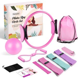 Home Pilates Kit, Pilates Essentials Kit for Women, Pilates Equipment Set with Pilates Ring, Resistance Bands & Accessories, Guides, Pilates Ring and Ball Set for Starters Home Workouts