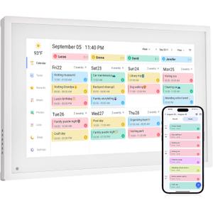 Digital Calendar Chore Chart - Touchscreen Interactive Digital Planner Display - WiFi Smart Planner w/ LCD Display, Task Scheduling & Reward Tracker - Family Schedule Smart Display（10.1-inch, White）