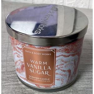 White Barn Candle Company Bath and Body Works 3-Wick Scented Candle w/Essential Oils - 14.5 oz - Warm Vanilla Sugar (Vanilla, White Orchid, Sparkling Sugar, Fresh Jasmine, Creamy Sandalwood)
