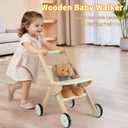 Wooden Baby Walker Doll Stroller, Baby Stroller for Dolls for Boys Girls, 11.5x18.2x19.7 inches