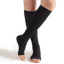 Bounfend Compression Socks 20-30mmHg, Knee High Open Toe, Medical Grade Stockings for Women and Men,Varicose Vein Swollen Legs, Shin Splints, Nursing, Travel, Black XL