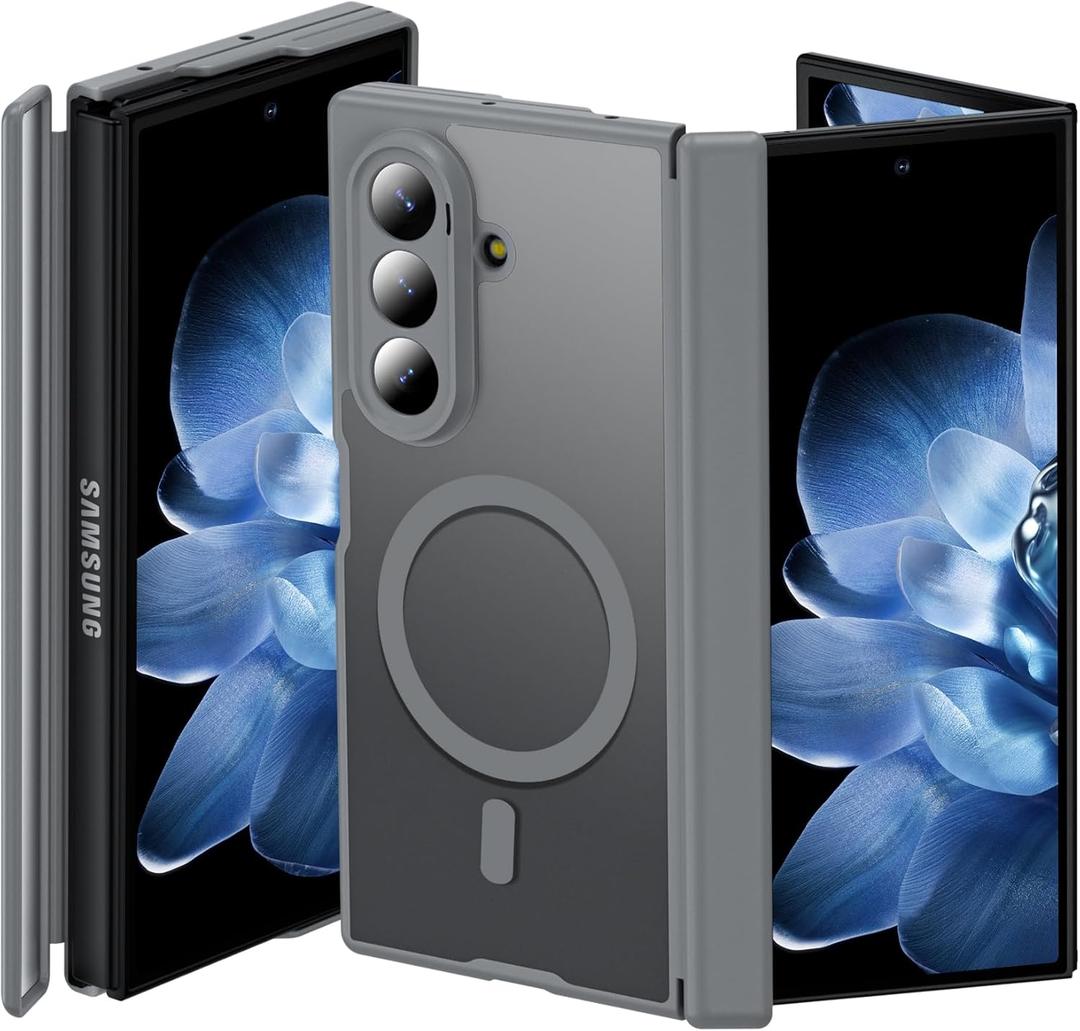 Hensinple for Samsung Galaxy Z Trifold Case Magnetic, Z Trifold Case[Hinge Protection] [Compatible with MagSafe], Magnetic Charing Translucent Matte Back Shockproof Phone Case for ZTriFold, Gray