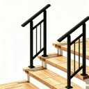 Hand Rails for Outdoor StepsStair Handrail & Indoor Stair Railing KitRailings for Outdoor Steps for Fence & Outdoor Steps (2, Black-with Balusters, 2 Step)