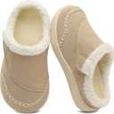 LeIsfIt Toddler Slippers Boys Girls Moccasin Slippers Kids Warm Slip-On House Shoes with Non-Slip Sole for Indoor & Outdoor (6-6.5 Toddler, Apricot)
