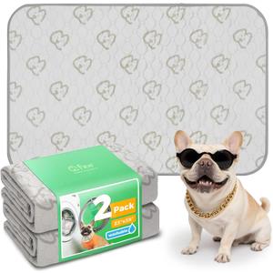 FXW Washable Pee Pads for Dogs, Puppy Pads with Super Absorbent, Specifically Designed for 36inch Cages, 23" x 35" Rectangle, Khaki, 2 Packs
