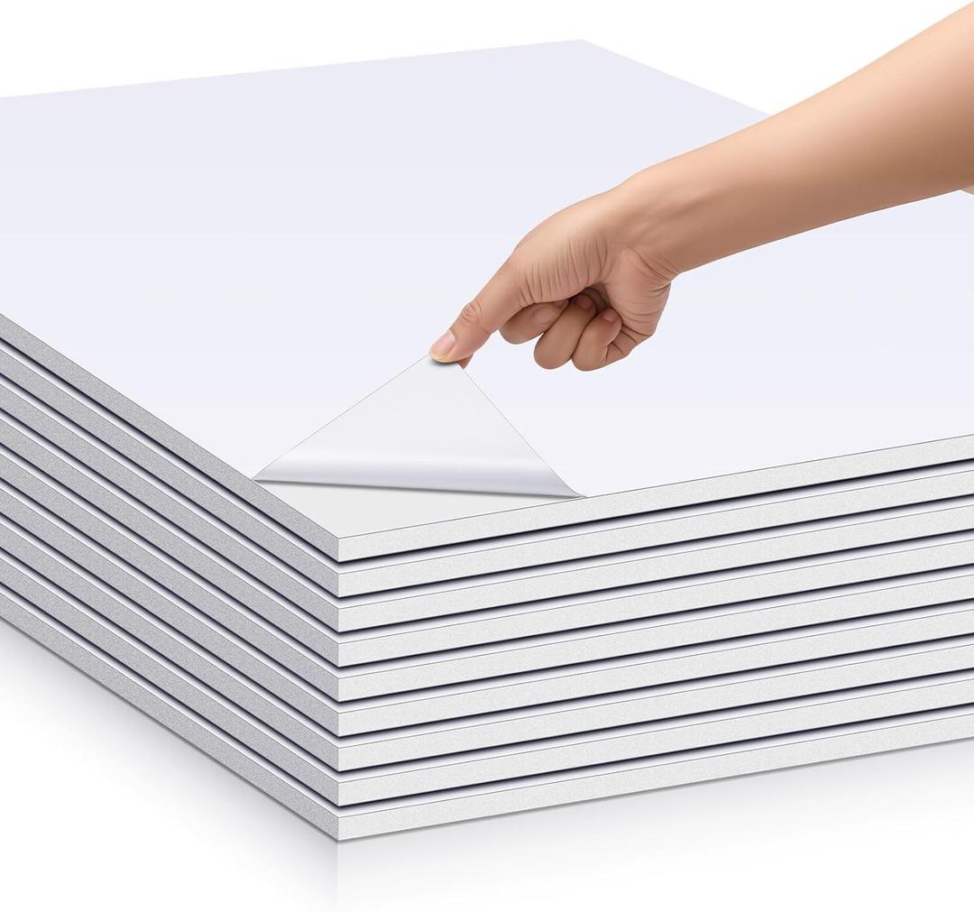 25 Sheets Self Adhesive Foam Board 24 x 36 x 3/16" White Self-Adhesive Tack Foam Boards Large Free Mounting Poster for Crafts Presentation Vision Board Signboard and Party Decorations