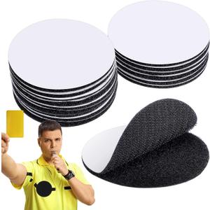Chengu 12 Pairs Referee Patch Hook and Loop Dots 3 Inch Self Sticky Circle Round Adhesive Double Sided Hook and Loop Fasteners for Home Office DIY Wall Decor Tool Hanging