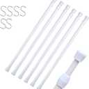 DeElf 6 Pack Tension Rods 28 to 48 Inches, Adjustable Spring Tension Rod for Window Curtain, Kitchen Cupboard Utensils, Closet, and Cabinet, White