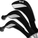 FINGER TEN Golf Club Head Covers Woods Driver Fairway Hybrid 3/4/5 Set, Headcovers Men 1 3 5 7 X Interchangeable Number Tag, Fit All Wood Clubs