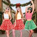 Mepase 6 Set Christmas Tutu Costume Tutu Tulle Skirts Sunglasses for Women Adults Christmas Winter Cosplay Party Favors