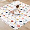 VIVIDVIBEBEARPAS Odorless Premium Foam Baby Play Mat, Soft Microfiber Fabric- Comfortable and Hypoallergenic, Non-Slip Cushioned Floor Playpen mat for Infants,Babies,Toddlers (50"L x 50"W x 0.8"Th)