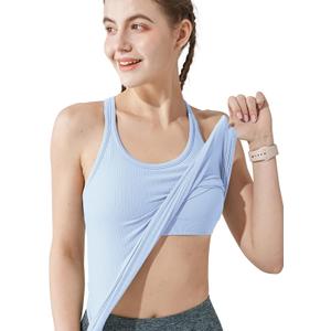 sphinx cat Yoga Racerback Tank Top for Women with Built in Bra,Women's Padded Sports Bra Fitness Workout Running Shirts (Blue, S)