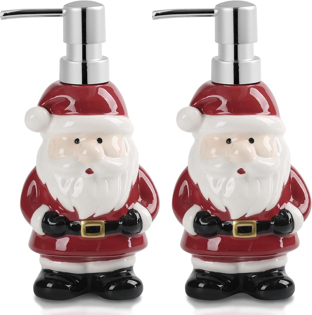 Soap Dispenser 2 Pack Red Ceramic Hand and Dish Soap Dispenser for Kitchen Bathroom