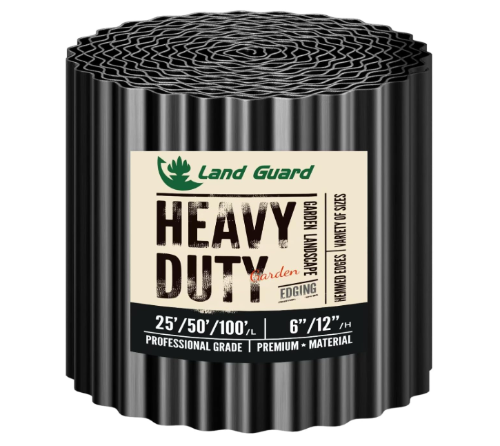Land Guard Corrugated Garden Edging Border, 6" × 100' Landscape Paver Edging, Tall Landscape Edging, Fence for Garden, Flower Bed, Lawn and Landscape Edging (Black)