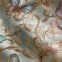 Butterfly Wallpaper Peel and Stick 17.7" x 118.1" Baroque Gold Floral Removable Vinyl Contact Paper Self Adhesive Wall Decor for Bedroom Vanity Luxury Style
